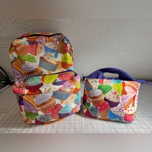 New cupcake backpack and lunch bag.